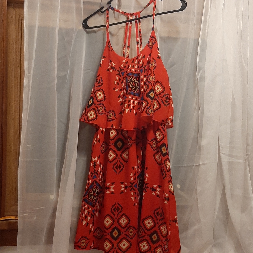 Tiered Aztec Boho Southwest Festival Flounce Sun Dress